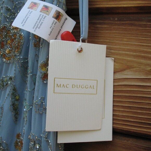 Mac Duggal 10808 Womens Blue Hand Beaded Floral Gown Dress Blue - Picture 15 of 16